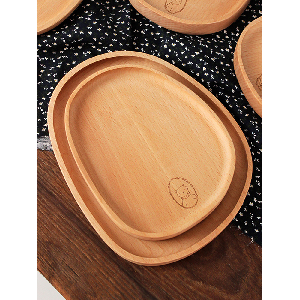 水果盤 壽司點心盤 日式櫸木鵝卵石托盤 創意點心盤 家用不規則茶盤 木質蛋糕早點餐具盤