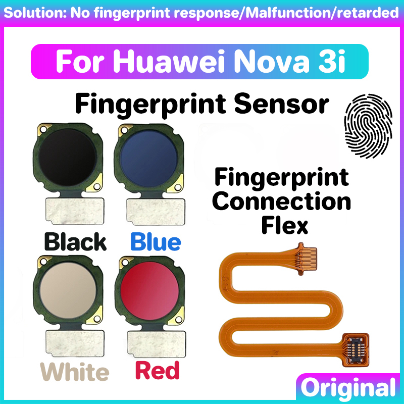 適用於華為 hw Nova 3i 3 i 的指紋傳感器藍色白色黑色紅色連接 flex touch id 傳感器主頁返回鍵