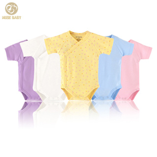 純色 100% 純棉新生嬰兒衣服女孩男孩短袖連身衣連體衣