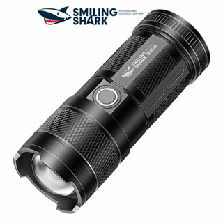 微笑鯊正品 SD1012 多功能手電筒led超強光新型M55白鐳射爆亮尾燈COB紅藍閃爍USB充電變焦戶外野營遠足釣魚燈