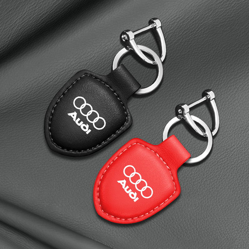 1 件汽車鑰匙扣皮革汽車標誌鑰匙扣帶合金環適用於奧迪 A3 8P A6 C5 A4 B6 B8 S4 RS4 S5 B9