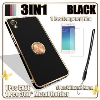 3 合 1 適用於 OPPO A37 A37F A37fw A37m 電鍍直邊保護殼,帶鋼化玻璃螢幕保護膜和 360°金