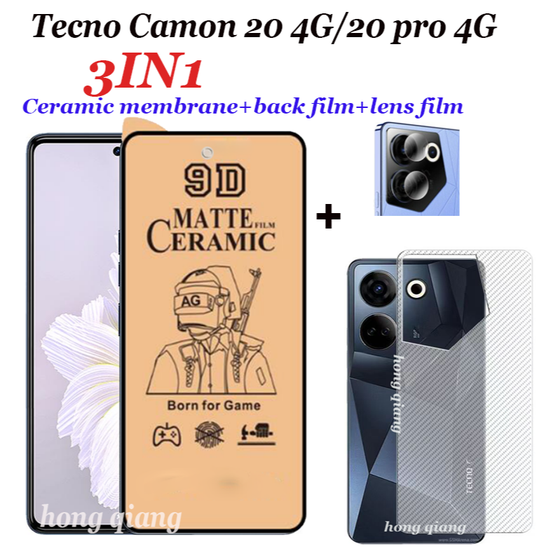 3in1 Tecno Camon 20 屏幕陶瓷膜 Tecno Camon 20 Pro screensaver Tec