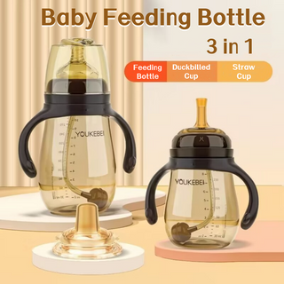 嬰兒奶瓶仿母乳新生嬰兒寬口徑pp奶瓶帶吸管新生嬰兒飲水瓶0-3歲