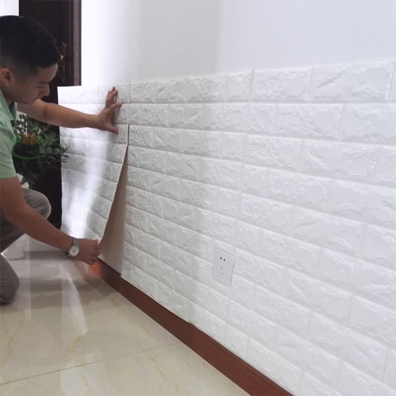 1GShop安全無毒 3D韓國磚紋壁貼 純白色壁貼 壁貼 牆壁貼 石紋壁貼 隔音 防撞 文化石 木紋 磚紋泡棉壁貼