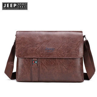 Jeep SPIRIT 1941 ESTD 奢侈品牌男士斜挎斜挎包商務休閒手提包男分體皮革單肩包大容量