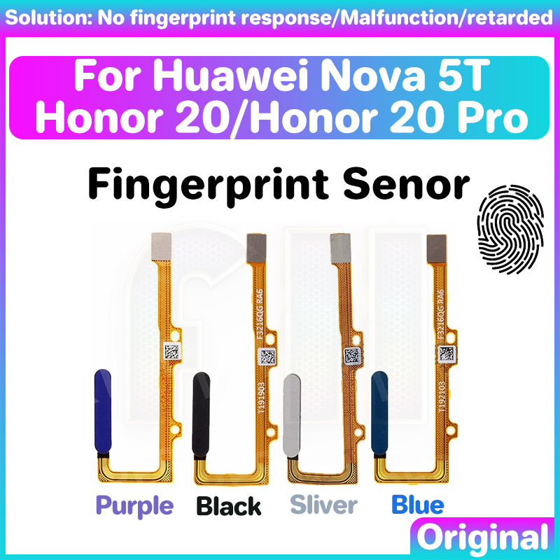 適用於華為 hw nova 5T Honor 20 Pro 的指紋傳感器藍色黑色銀色紫色 Finger Pringt t