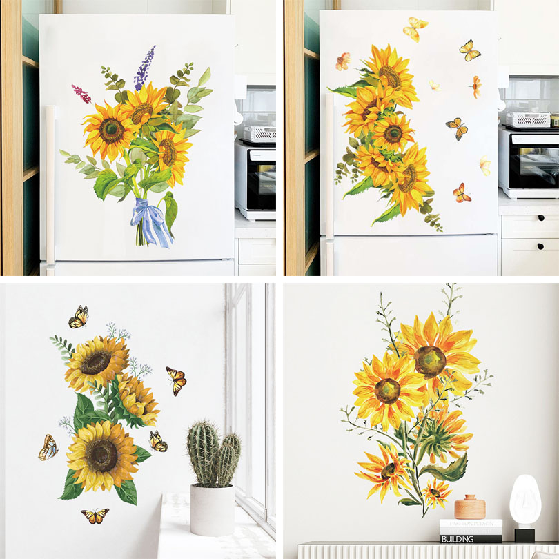 五象設計 向日葵花束牆面美化裝飾牆貼紙