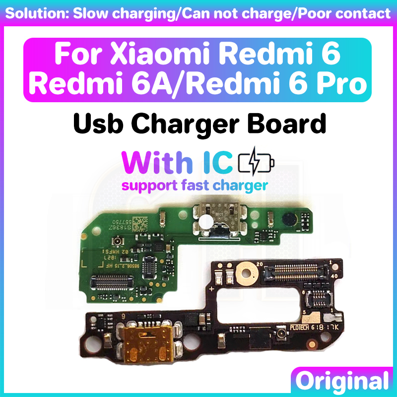 XIAOMI 適用於小米 xm Redmi rm 6 6A 6 Pro A 的 USB 充電充電器端口板,帶 IC US