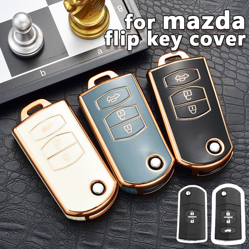 MAZDA 適用馬自達折疊車鑰匙 tpu 矽膠保護套 2/3button 馬自達汽車鑰匙套