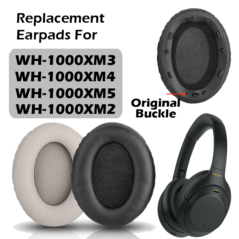 替換耳墊兼容索尼 WH-1000XM4/XM5/XM3 XM2 軟皮耳機頭帶降噪隔音泡沫耳罩