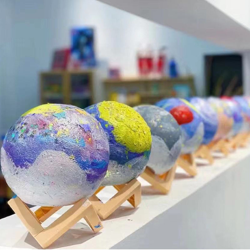 幼稚園 創意網紅小夜燈 手繪星球燈diy月球小夜燈 兒童玩具活動禮品批發