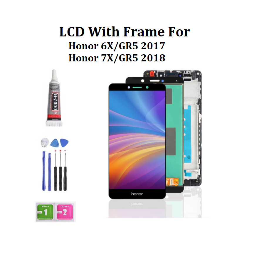 Lcd 帶框架,適用於 Honor 6X GR5 2017 7X GR5 2018 LCD 顯示屏觸摸屏面板,帶框架數字