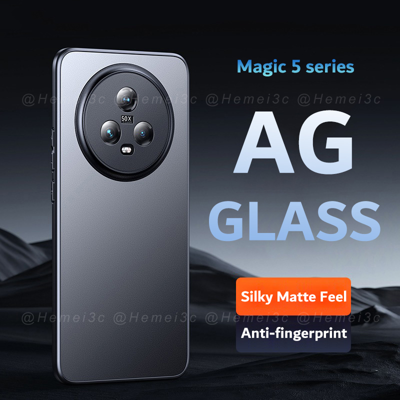 For Honor Magic 5 Pro 外殼硬磨砂鋼化玻璃後蓋手機殼保護套