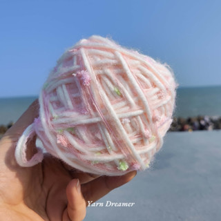 粉色誘惑粗冰島毛彩色豆豆馬海毛手混線 手工特色線 圍巾帽子毛衣包包小物DIY編織手工線 特色毛線 混合紗線 特殊線