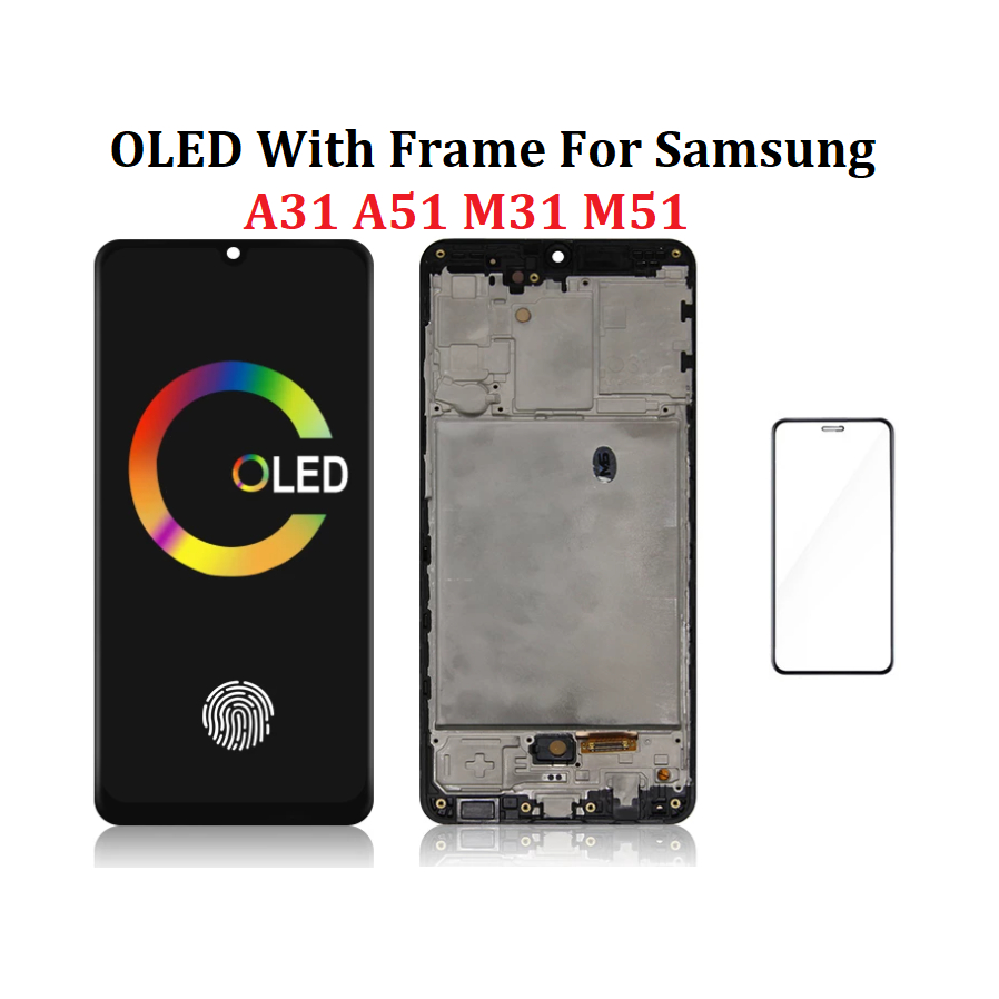 OLED帶框螢幕總成兼容三星 Samsung Galaxy A31 A51 M31 M51 支持指紋屏屏幕總成 液晶屏幕
