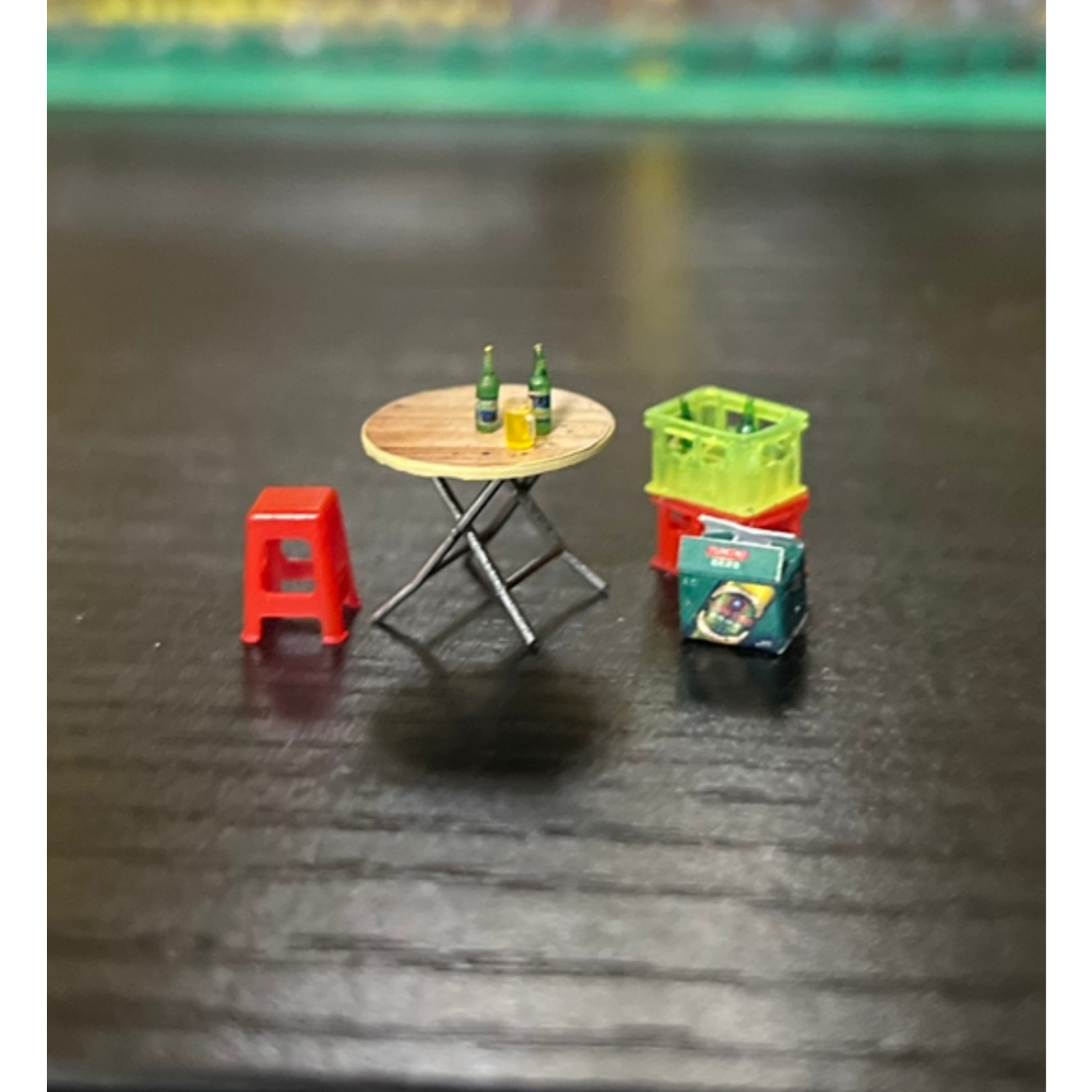 1/64折疊桌模型凳子啤酒酒杯維修工具道具場景模型