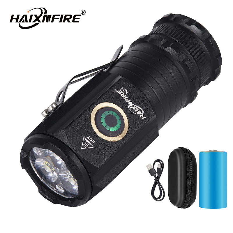 Haixnfire X31戶外野營燈USB充電手電筒LED迷你手電筒戶外裝備燈工作燈泛光燈
