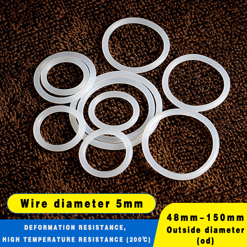 白色矽膠o型圈密封圈外徑48-150*5mm厚，耐高溫食品級橡膠圈防水墊片-*-&amp;***-