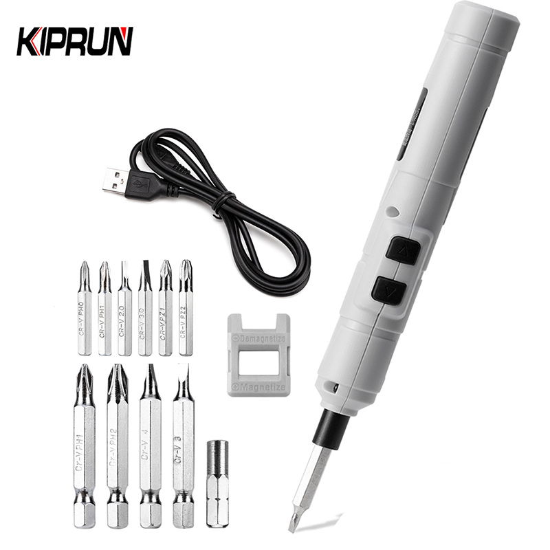 Kiprun 迷你電動螺絲刀電動工具 3.6V 可充電多功能無繩電鑽,帶 11 件鑽頭套件套裝家用,USB 充電