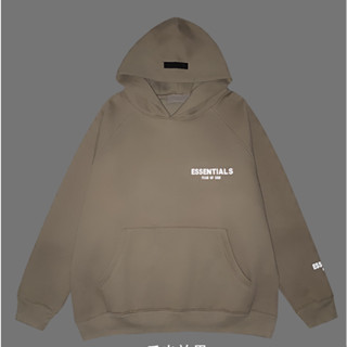 全新 Fear of God Essentials 反光字母印花天鵝絨連帽毛衣休閒中性衛衣