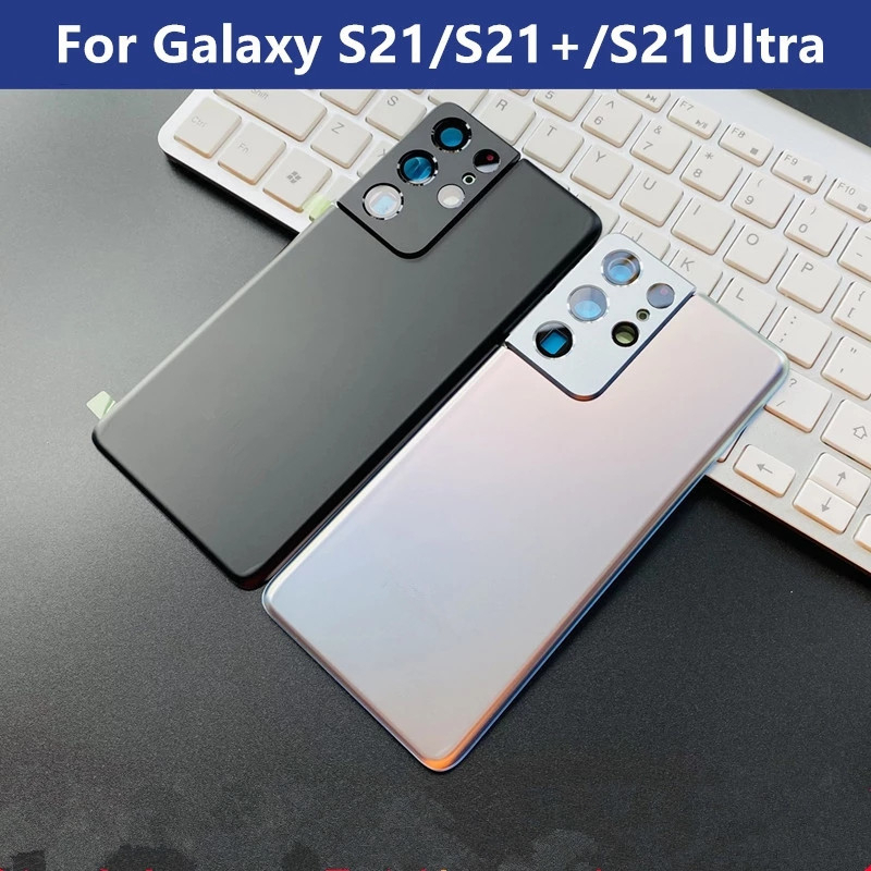 SAMSUNG 適用於三星 Galaxy S21Plus S21 Ultra 5G 電池蓋玻璃維修更換後門後殼 + 徽標