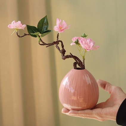 粉色陶瓷花瓶 迷你款 可水培 仿真花花器 客廳辦公室插花  擺放花裝飾 仿真花擺設 高級感花瓶 ins風 高顏值