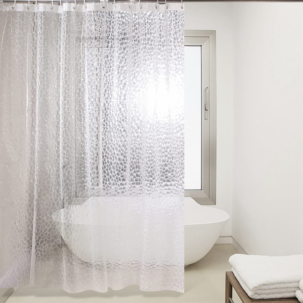 G&amp;S微生活館 透明浴簾3D浴簾 衛生間隔斷簾 浴室淋浴間防水浴簾 水立方掛簾