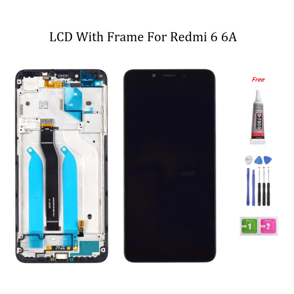用於 Redmi 6 Redmi 6A 的帶框架的 LCD 液晶顯示器,帶觸摸屏顯示數字化儀更換