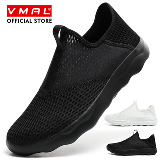 VMAL 網眼鞋男士運動鞋透氣輕便休閒鞋一腳蹬黑色鞋適合日常生活和運動加大碼 36-48
