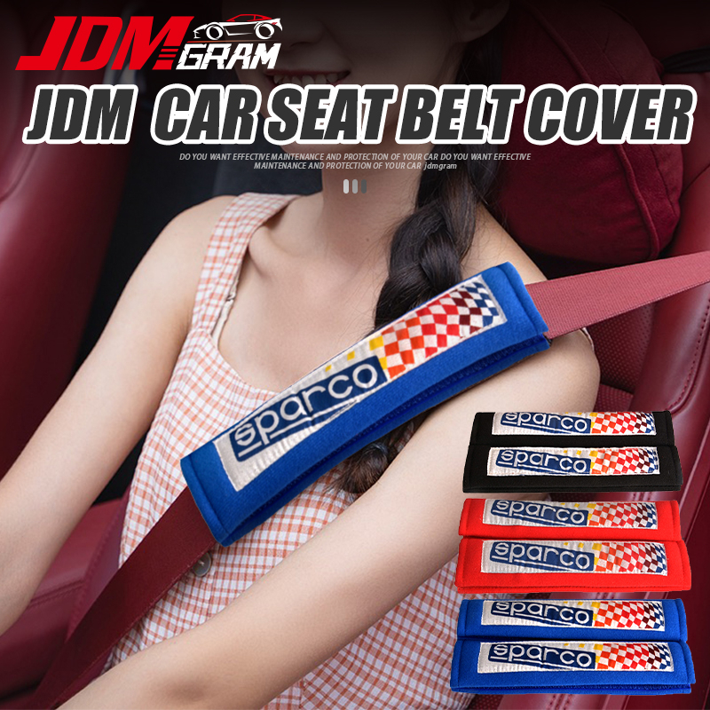 Jdmgram 2 件絨面革汽車安全帶套汽車棉座椅肩帶賽車 SPARCO 肩墊安全墊安全帶套汽車內飾配件