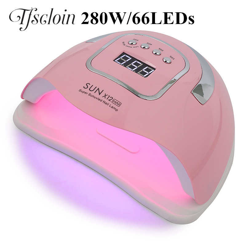 現貨Tfscloin 280W 66顆燈珠專業強大的 UV LED 指甲燈快乾光療燈用於乾燥指甲油烘乾機帶智能感應不黑手