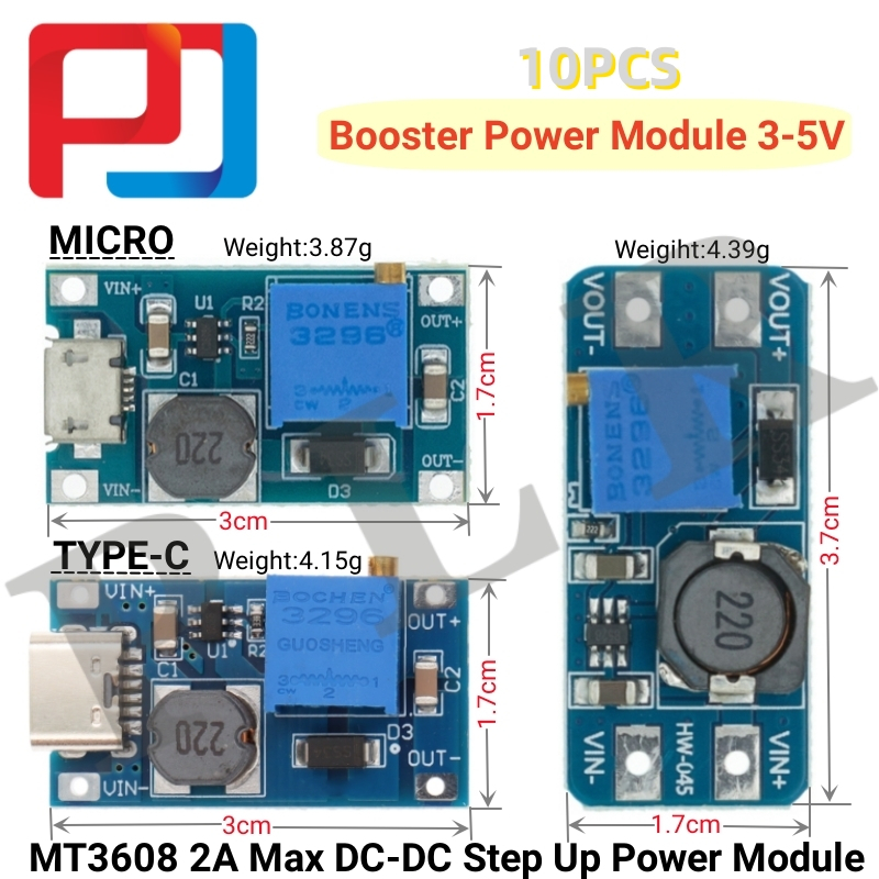 5pcs 10pcs MT3608 DC-DC 升壓轉換器升壓電源模塊升壓升壓板 MAX 輸出 28V 2A 適用於 A