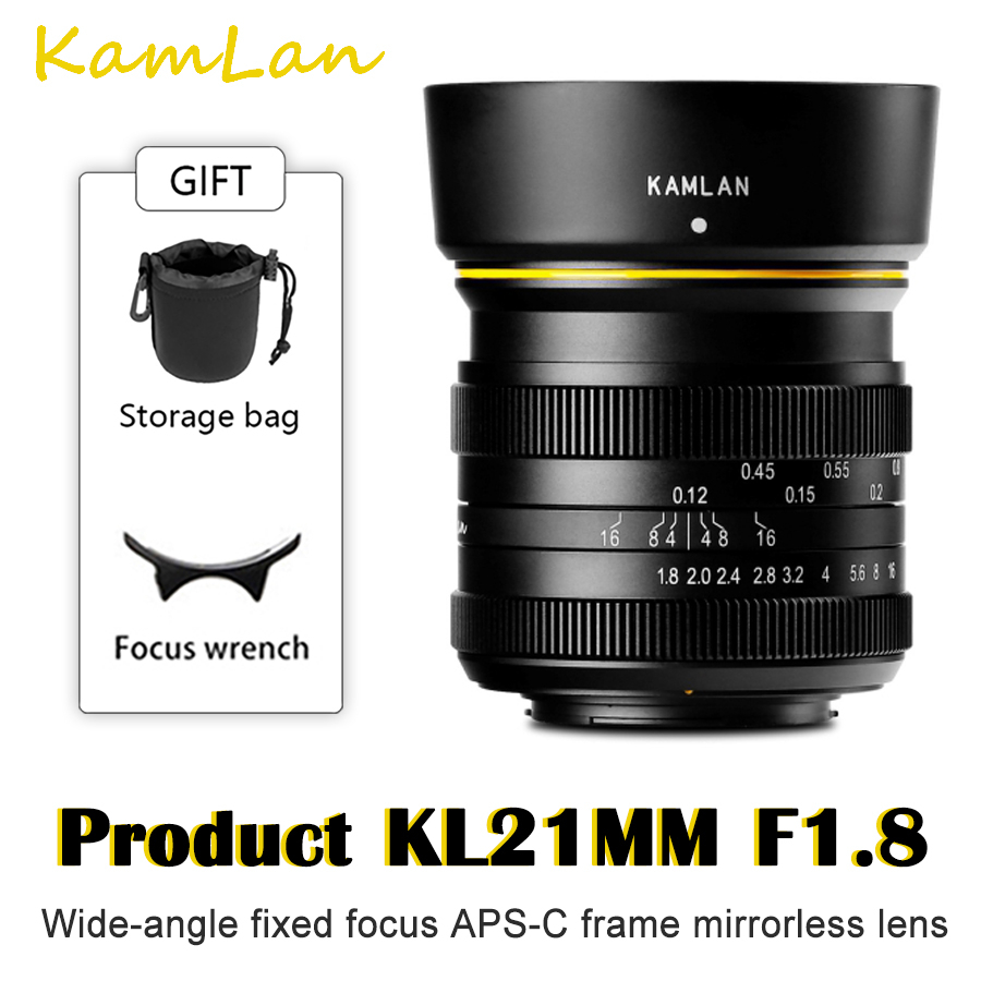 瑪暢 Kamlan 21mm F1.8 無反光鏡相機手動定焦定焦鏡頭適用於佳能 EOS-M 適用於索尼 E