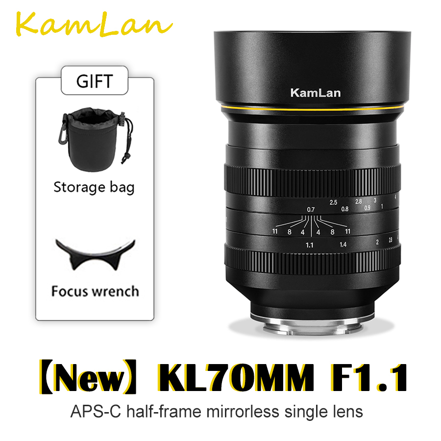 瑪暢 Kamlan 70mm f1.1 APS-C 大光圈手動對焦鏡頭適用於佳能 EOS-M/索尼 E/Fuji X