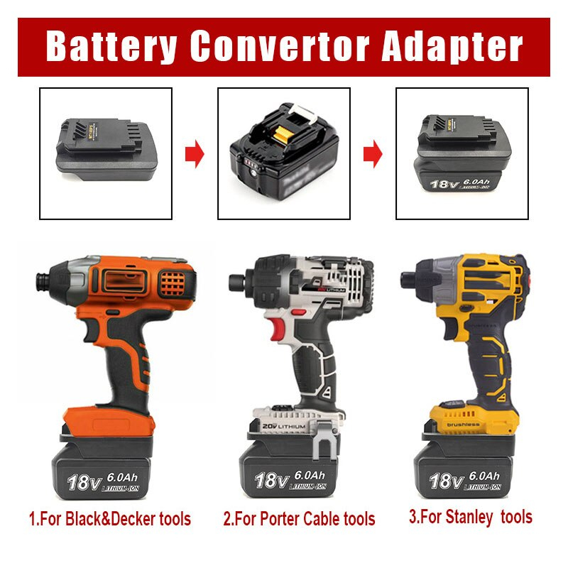 牧田 Makita 18V 20V 電池適配器用於 Black&amp;Decker PORTER CABLE Stanley