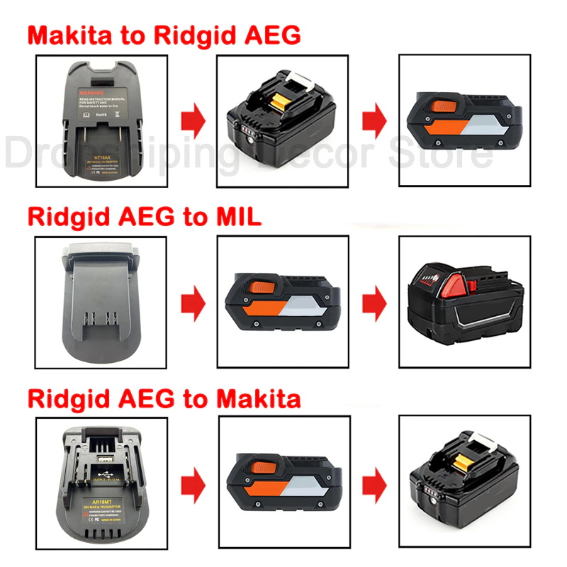 牧田 Makita 到 Ridgid AEG 的電池適配器轉換器,用於 Ridgid/AEG 到 Milwauke,用於