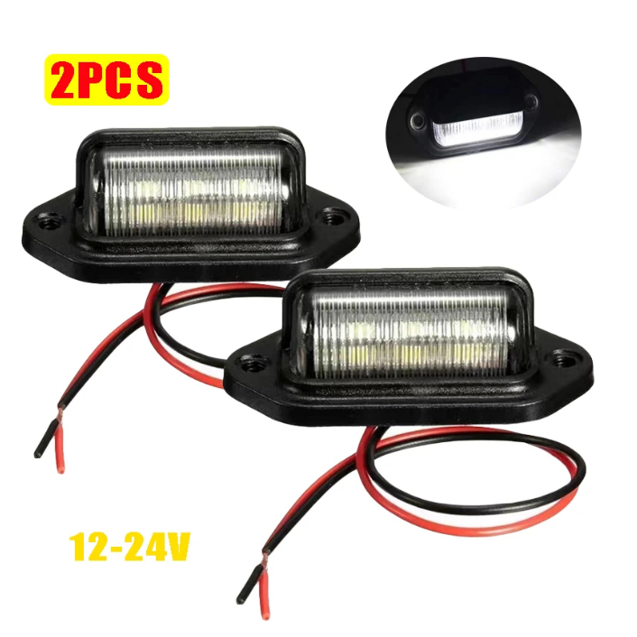 2 件裝 6LED 卡車牌照燈汽車卡車巴士拖車尾燈側燈泡 12-24V 摩托車信號燈