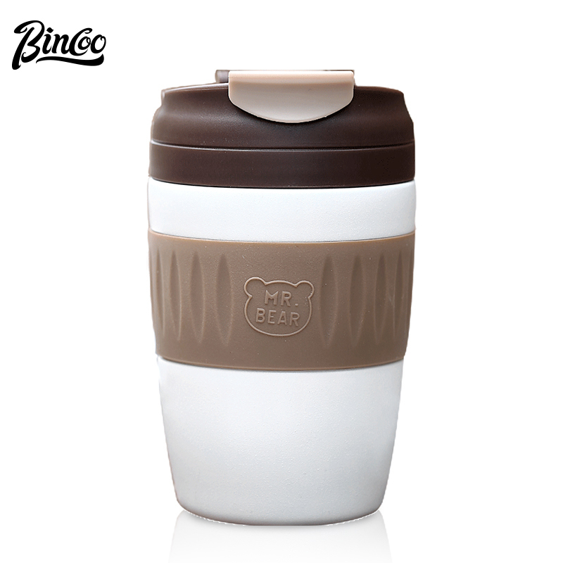 Bincoo 370ml 咖啡杯手提杯不銹鋼便攜杯帶吸管歐式小奢華精緻