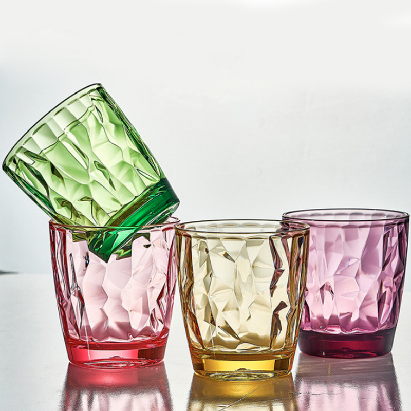 300ml 亞克力杯子 耐摔塑膠杯 透明鑽石杯創意個性漱口杯 ins風水杯