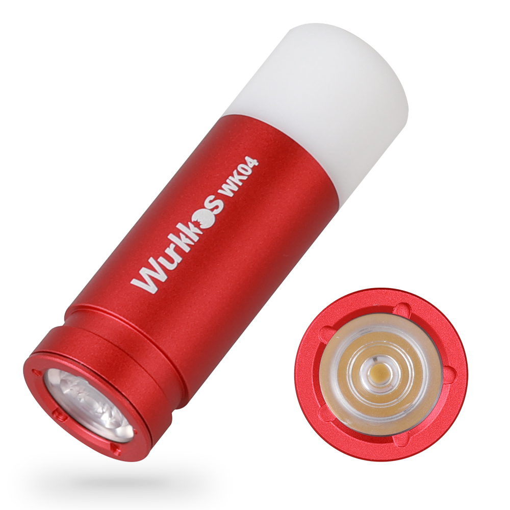 Wurkkos WK04 迷你手電筒 USB C 可充電手電筒鋁合金帶燈籠 90CRI 白色 + 紅色 LED 燈 IP