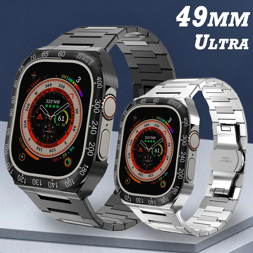 AP改裝 農家橡樹 Apple Watch 8 Ultra 49mm不鏽鋼錶帶 錶帶一體式錶帶