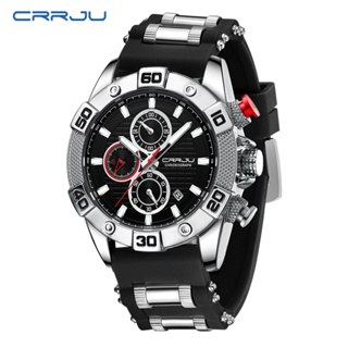 Crrju 男士手錶原裝品牌頂級品質多功能計時矽膠錶帶時尚休閒商務運動石英防水 2293 LX