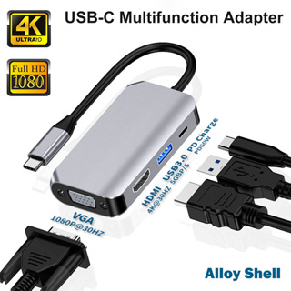 Usb C HUB 轉 4K HDMI VGA 適配器 USB3.0 PD 充電 60W Type C 分配器擴展塢適用