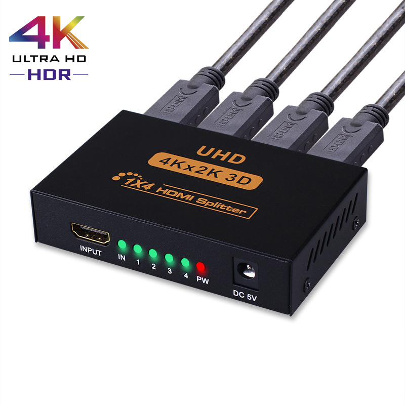 4k HDMI 分配器 1x4 1x2 視頻 HDMI 分配器 1 進 4 出 1080P HDMI 切換器複製屏幕放大