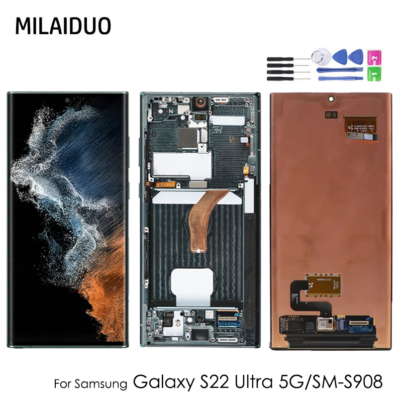 原裝 AMOLED / OLED 顯示屏適用於三星 Galaxy S22 Ultra 5G 液晶螢幕 屏幕總成 觸控面板