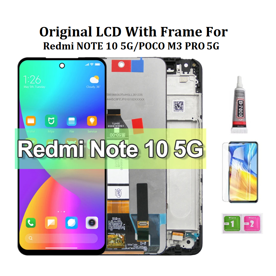 Redmi Note 10 5G POCO M3 PRO 5G M2103K19G LCD 顯示屏帶框架的原裝 LCD