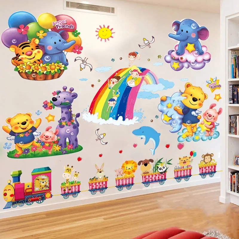 五象設計 卡通牆貼畫女孩臥室牆上貼紙寶寶兒童房牆面裝飾幼兒園牆壁紙自粘