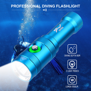 強光 L2 LED 潛水手電筒 18650 電池 1050LM 水下深潛 80M 水肺潛水專業潛水手電筒