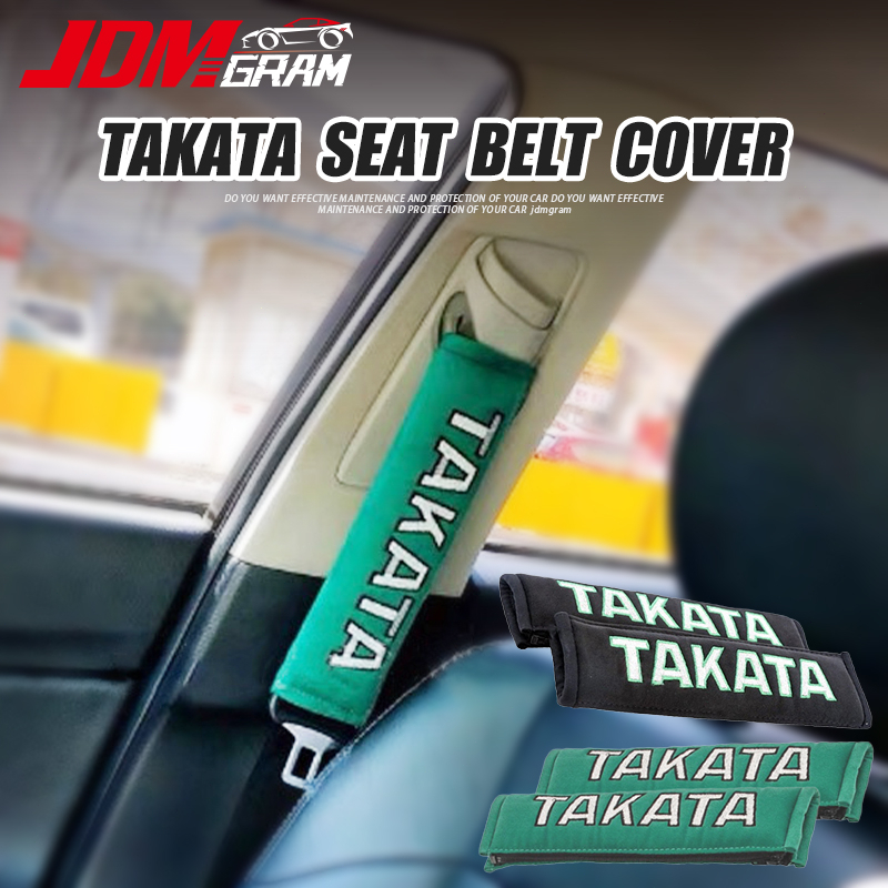 Jdmgram TAKATA 汽車安全帶套帶拉鍊汽車 2 件肩墊賽車拉鍊安全帶軟保護墊汽車內飾配件